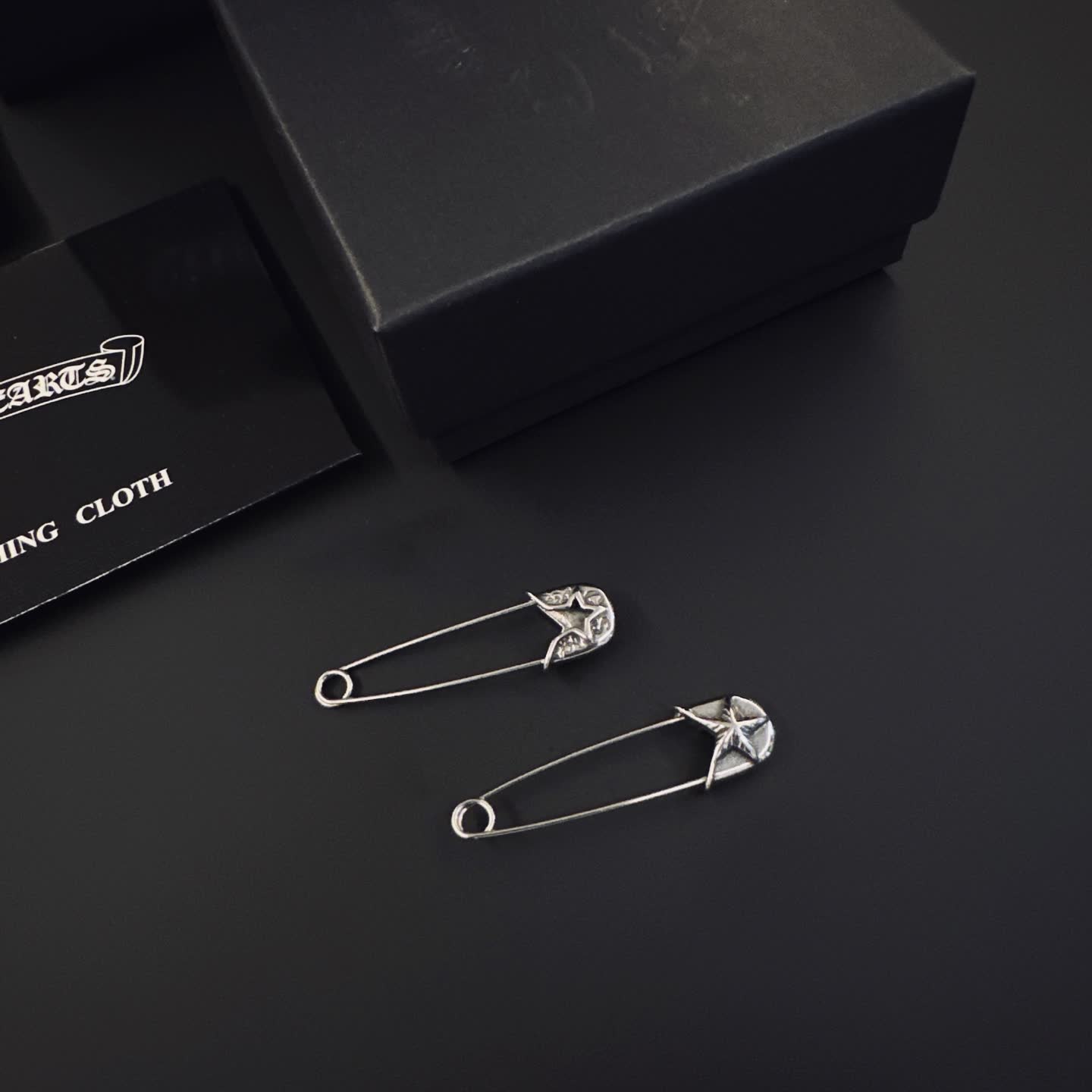 Chrome Hearts Silver Safety Pin Earrings